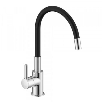 MISCELATORE LAVELLO CUCINA CANNA ALTA FLESSIBILE E GIREVOLE SNAKE NERO/CROMO