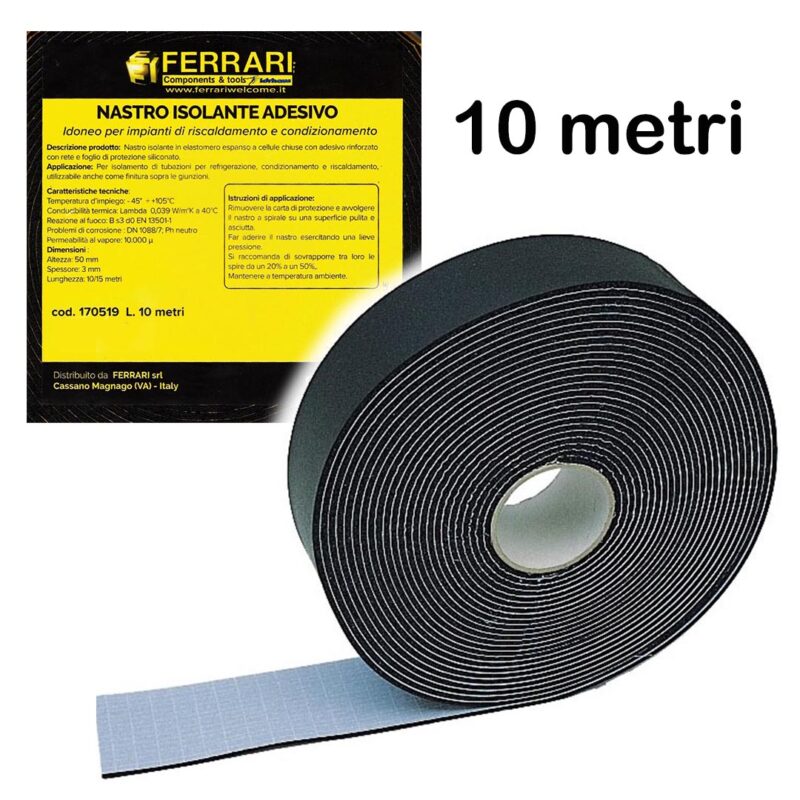 FASCIA IN GOMMA ADESIVA PER ISOLAMENTO TERMICO - 10 metri - FERRARI cod.170519