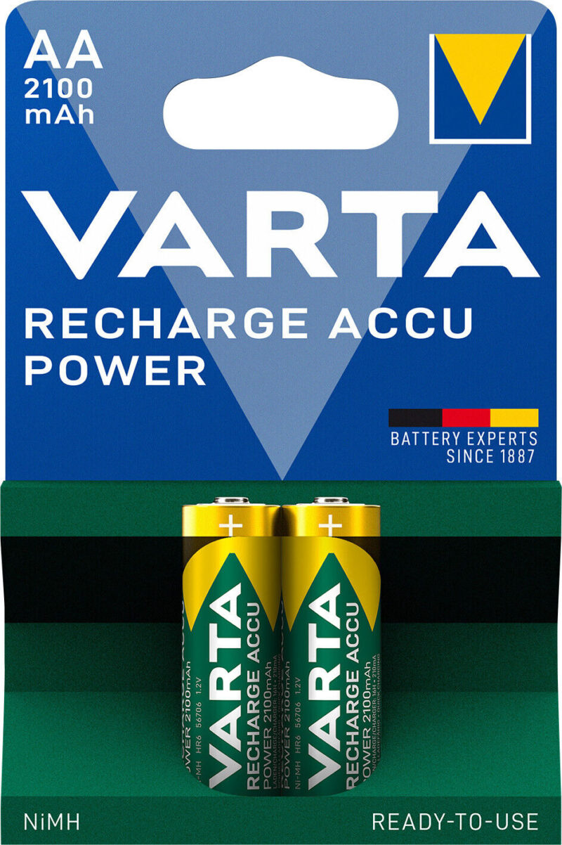 VARTA 2 BATTERIE AA RICARICABILI PILE STILO 2100 mAh