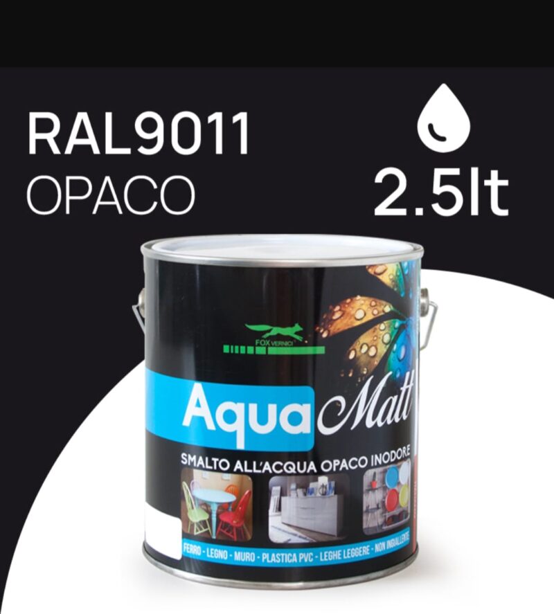 AQUA MATT SMALTO ALL'ACQUA LT 2,5 RAL 9011 NERO OPACO