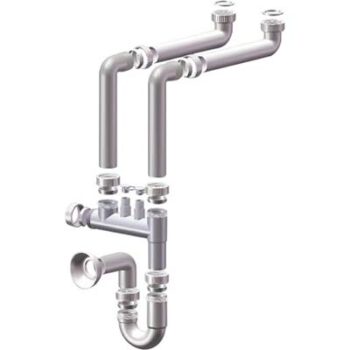 SIFONE PP SALVASPAZIO 2 VASCHE + 2 ATTACCHI BIANCO MM 40 1"1/2