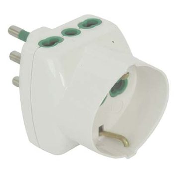 ADATTATORE TRIPLO 16A > 16A BIPASSO + SCHUKO FME BIANCO 2P+T