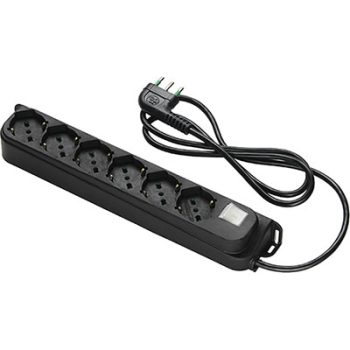 MULTIPRESA BIPASSO SCHUKO + INT.LUM RETAIL FME NERO POSTI 6