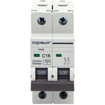 INTERRUTTORE MAGNETOTERMICO 2 POSTI AIGOSTAR 2P VOLT 230 A 16 KA 4,5 BIPOLARE