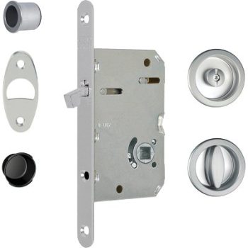 SERRATURA PORTA SCORREVOLE SCIVOLA TRE AGB  E.MM 50 B.TONDO CROMATO OPACO