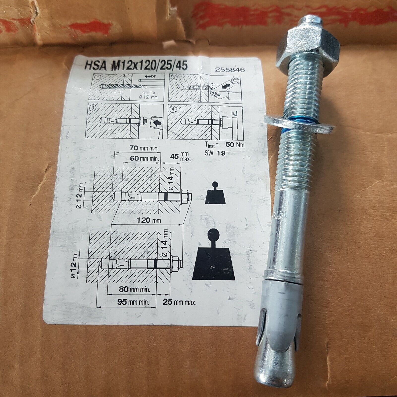 HILTI 1 PZ TASSELLO ACCIAIO ESPANSIONE HSA M12 X 120/25/45 ART.255846