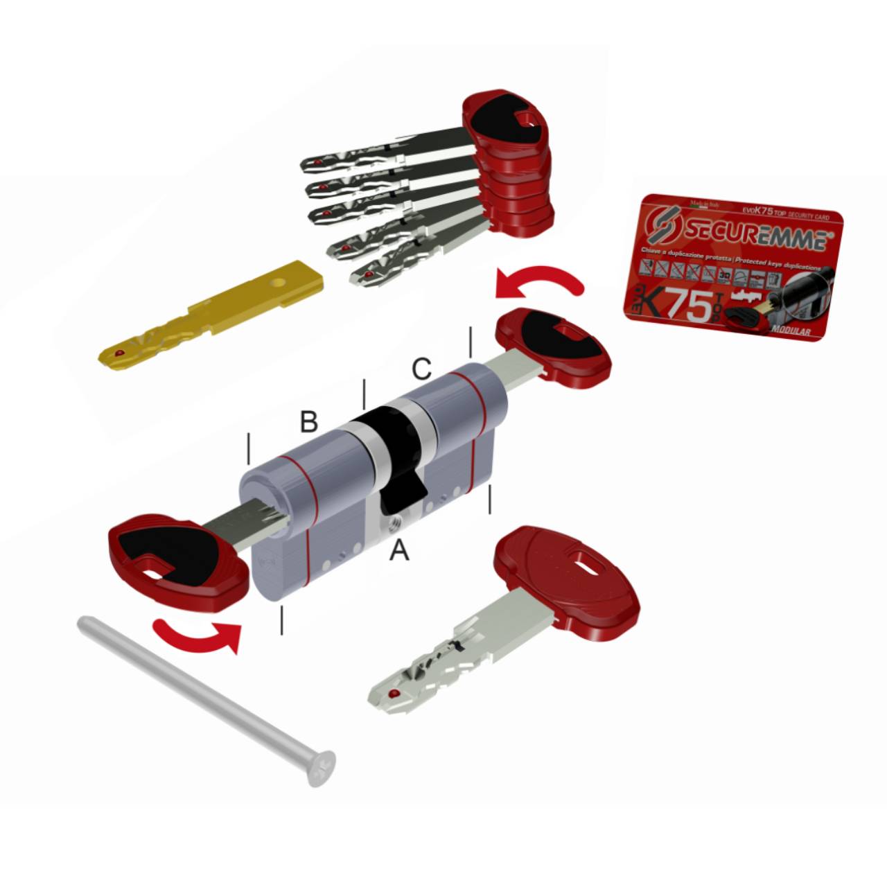 CILINDRO EUROPEO EVO K75 TOP SECUREMME 41-51