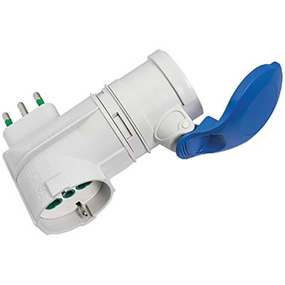 ADATTATORE 16A > PRESA BLU + 16A BIP + SCHUKO FME 2P+T 16A IP44