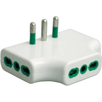 ADATTATORE TRIPLO RIBASSATO 16A > 16A FME BIANCO 2P+T