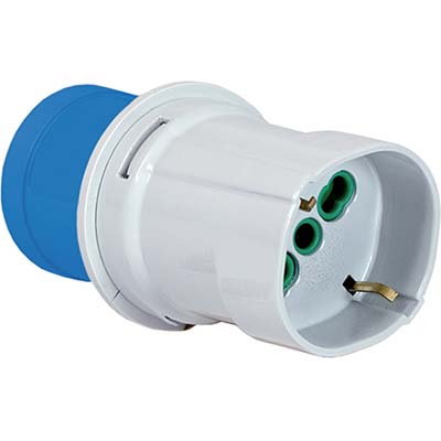 ADATTATORE SPINA BLU > SCHUKO FME 2P+T 16A IP44 cod.73100