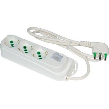 MULTIPRESA BIPASSO SCHUKO + INT.LUM RETAIL FME BIANCO POSTI 3 2P+T 16A N°XMMQ 3X1,0 MT 1,5