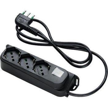 MULTIPRESA BIPASSO SCHUKO + INT.LUM RETAIL FME NERO POSTI 3 MT 1,5