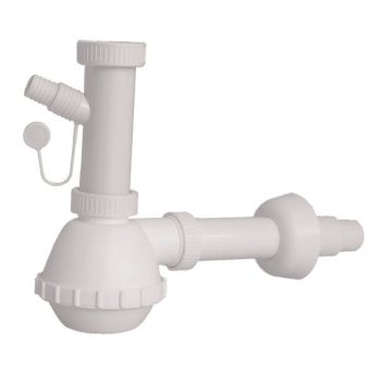 SIFONE PP A BOTTIGLIA 1 VASCA + 1 ATTACCO BIANCO MM 40 1"1/2