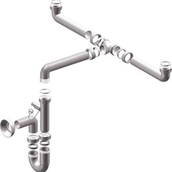 SIFONE PP SALVASPAZIO 2 VASCHE + 1 ATTACCO BIANCO MM 40 1"1/2