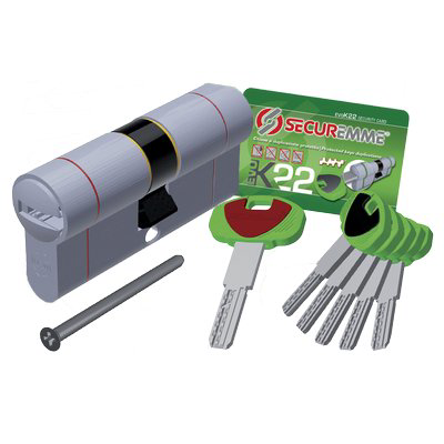 CILINDRO SAGOMATO EVO K22 TOP POMOLO SECUREMME 30/50 C TT.NICH.SATIN CHIAVI 5 MM 82 31+51