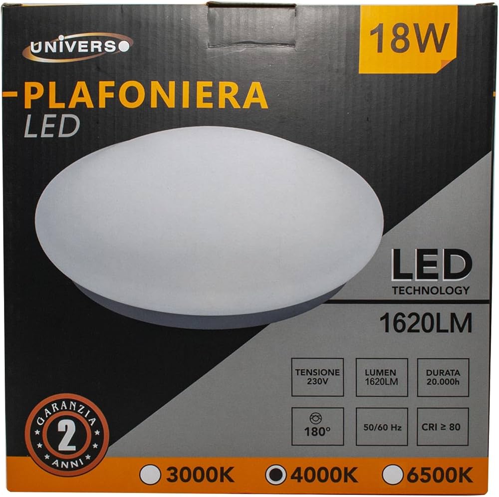 PLAFONIERA CIRCOLARE A LED 18W 3in1 COLORE LUCE SELEZIONABILE