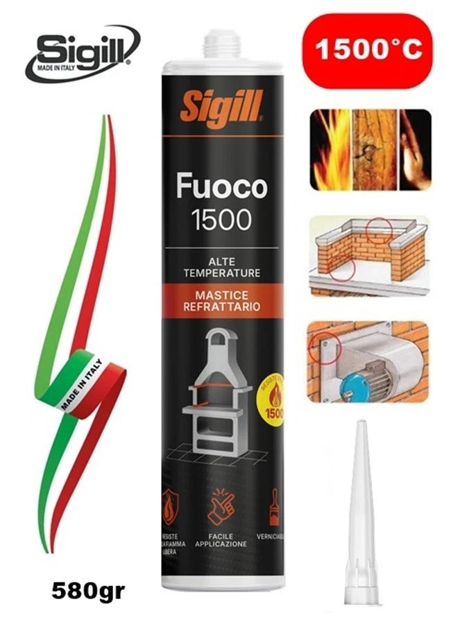 MASTICE REFRATTARIO CERAMICO AD ALTA TEMPERATURA (1500°C) "SIGILL" ITALY 580gr