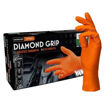GUANTO NITRILE MONOUSO ARANCIO DIAMOND MED GR 8,5 AQL 1,5 SENZA POLVERE CF=PZ 50 XL